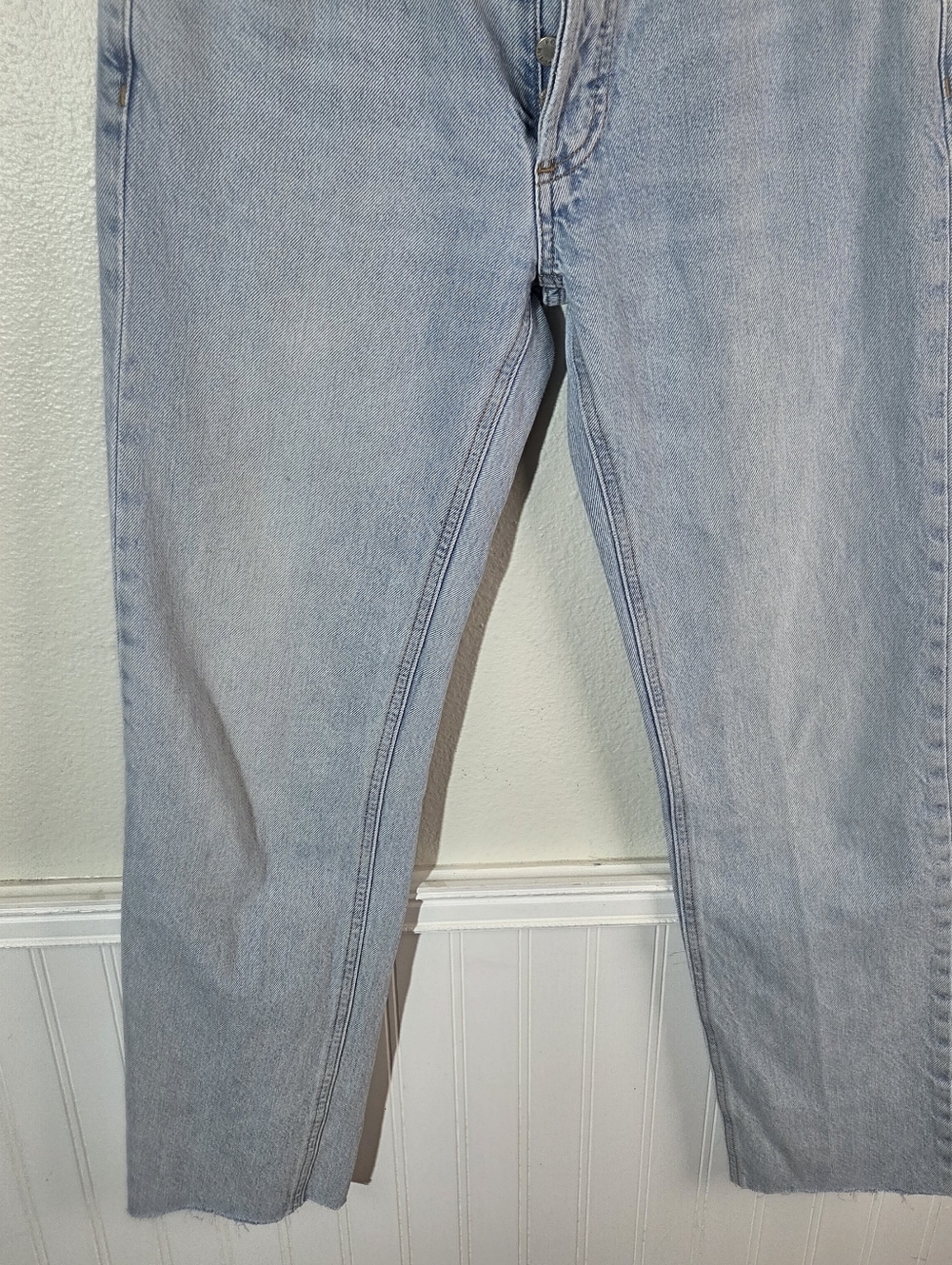 Denim Forum The 90s Joni Lo-Rise Loose Jeans Womens 24 Light Wash Button Fly Raw - Picture 9 of 13